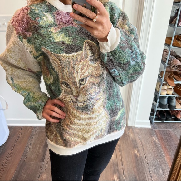 Vintage Crazy Cat Lady Cats Lovers Dream Sweater Cotton Sugar Street Weavers - Picture 3 of 15